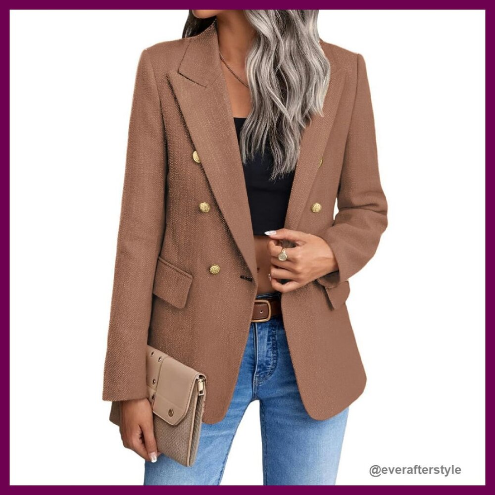 Tweed Wool Blazer Elegant Business Casual Fully Lined Classic Tailored Fit